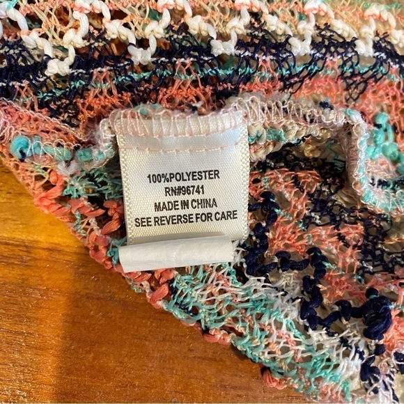 BELLE DU JOUR women plus sz 2X crochet knit vest open front fringe boho hippie - Picture 8 of 8